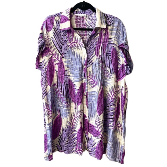 Jane + Delancey Bohemian Floral Abstract Tropical Print Short Sleeve Tunic Large - Picture 1 of 8